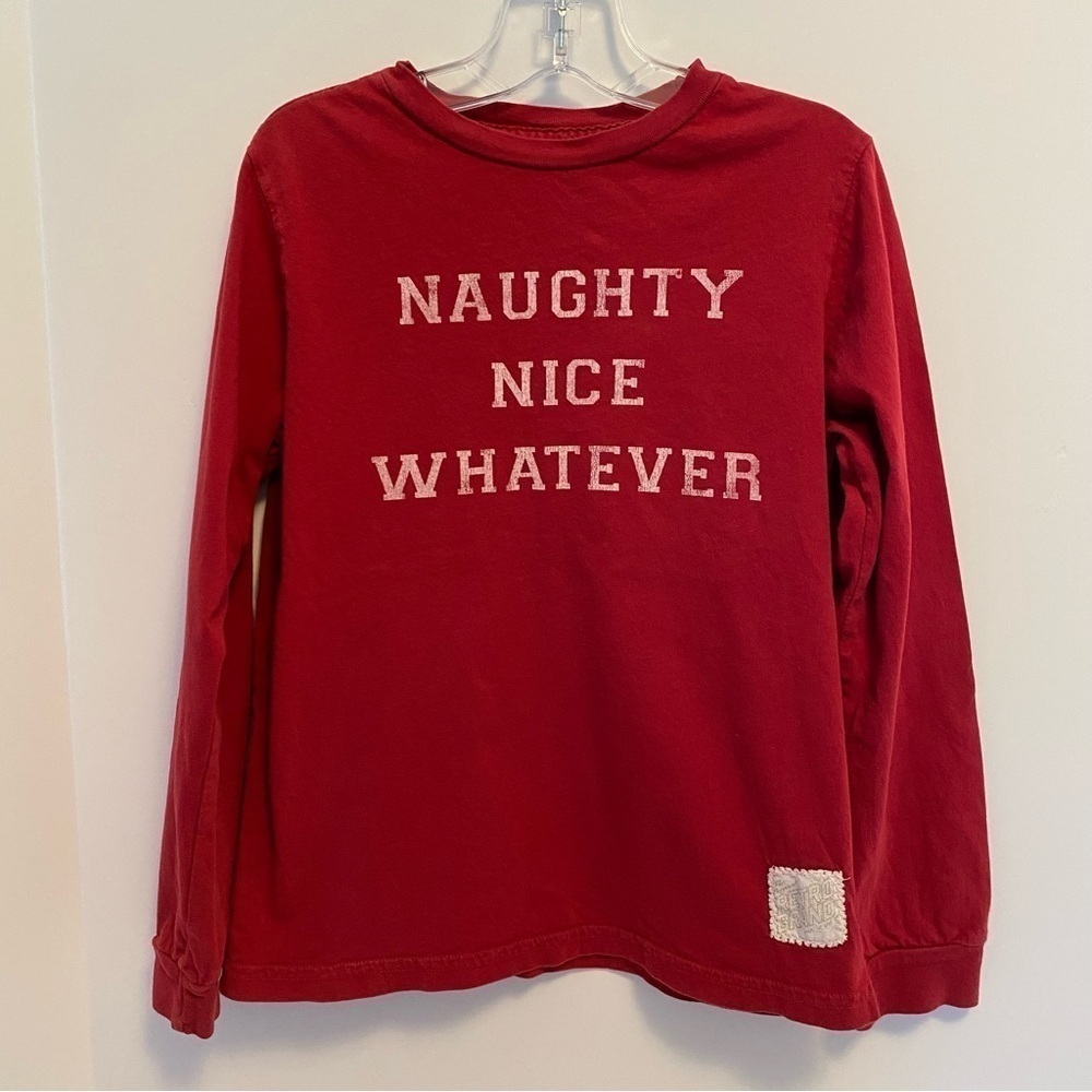 Original Retro Brand Boys "Naughty Nice Whatever" Long Sleeve T-Shirt Size 7